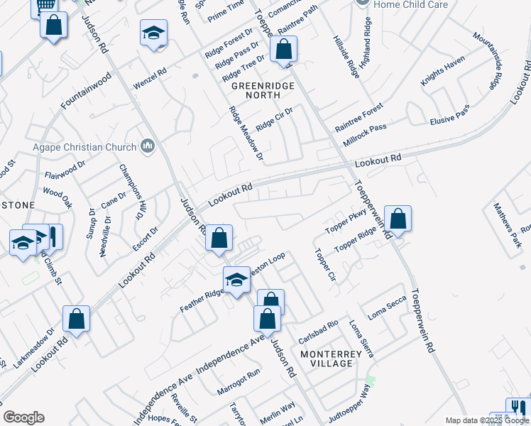 map of restaurants, bars, coffee shops, grocery stores, and more near 6402 Melanzane Avenue in San Antonio