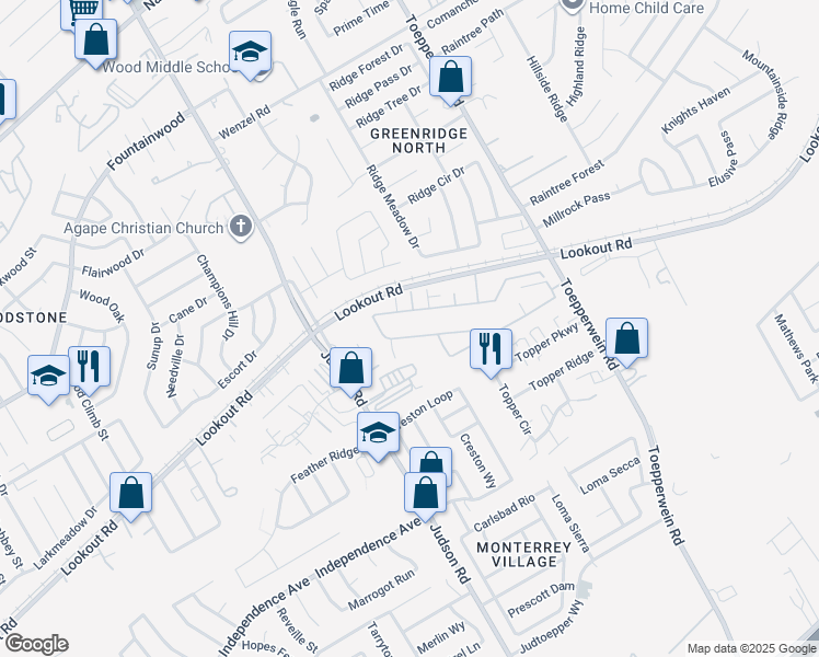 map of restaurants, bars, coffee shops, grocery stores, and more near 6315 Melanzane Avenue in San Antonio
