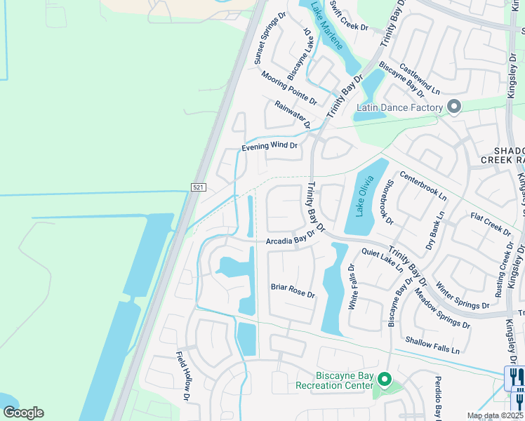 map of restaurants, bars, coffee shops, grocery stores, and more near 2404 Evening Star Drive in Pearland