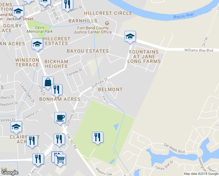 map of restaurants, bars, coffee shops, grocery stores, and more near 2211 South Belmont Drive in Richmond