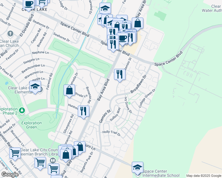 map of restaurants, bars, coffee shops, grocery stores, and more near 501 Gemini Street in Houston