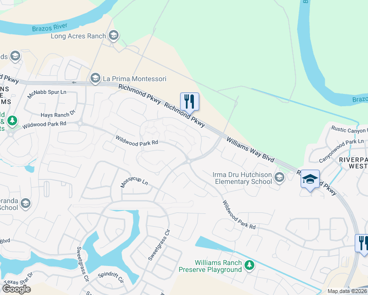 map of restaurants, bars, coffee shops, grocery stores, and more near 22823 Pearl Glen Drive in Richmond
