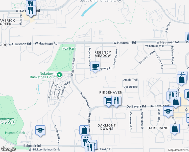 map of restaurants, bars, coffee shops, grocery stores, and more near 13022 Waddle Farm in San Antonio