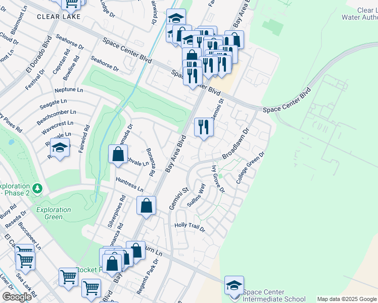 map of restaurants, bars, coffee shops, grocery stores, and more near 501 Gemini Street in Houston