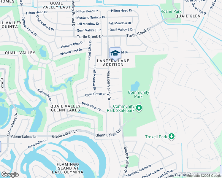 map of restaurants, bars, coffee shops, grocery stores, and more near 3715 Mission Valley Drive in Missouri City