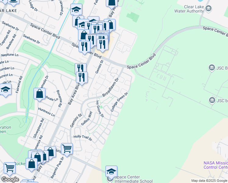 map of restaurants, bars, coffee shops, grocery stores, and more near 16614 Sunlight Way in Houston