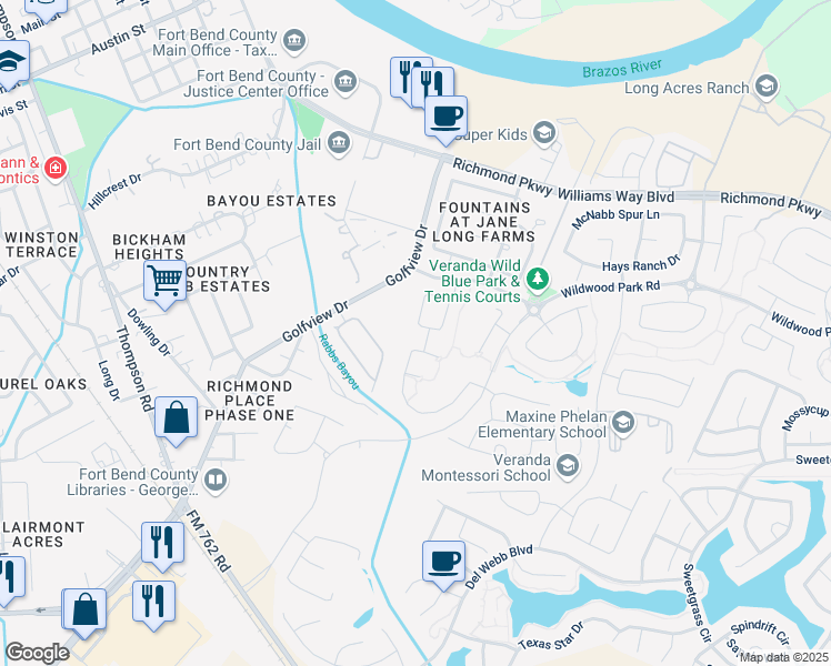 map of restaurants, bars, coffee shops, grocery stores, and more near 1803 Winston Store Loop in Richmond