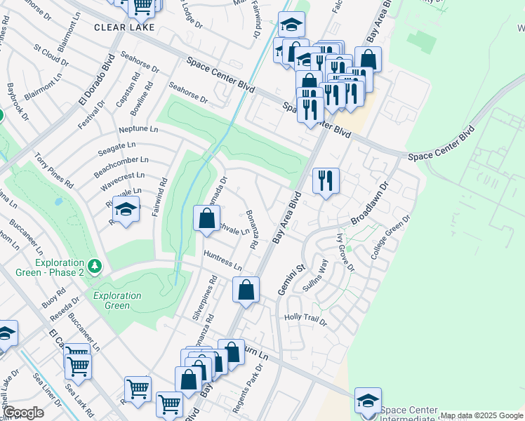 map of restaurants, bars, coffee shops, grocery stores, and more near 1927 Westlake Road in Houston