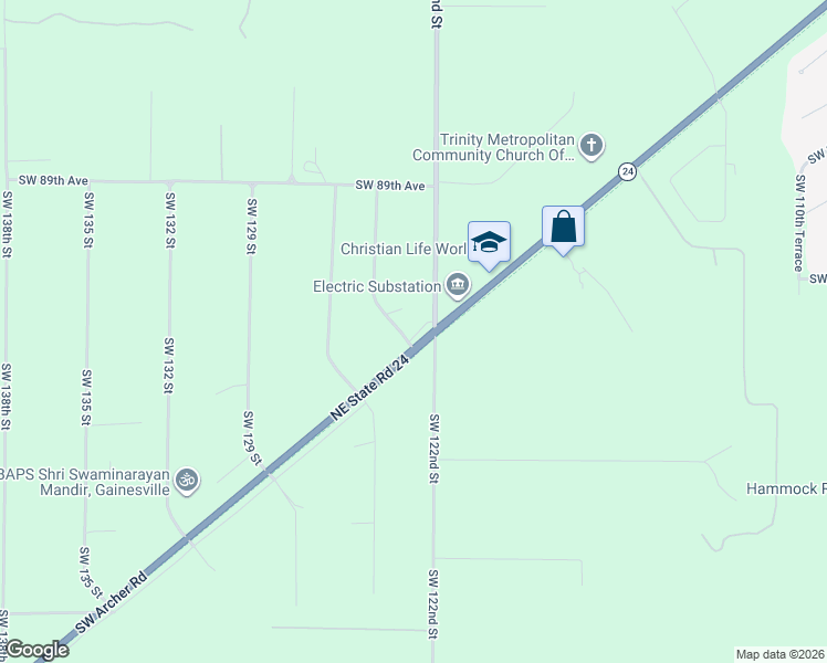 map of restaurants, bars, coffee shops, grocery stores, and more near 12210 Southwest Archer Road in Archer