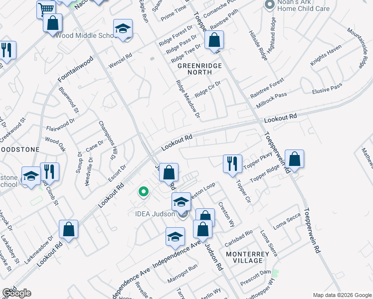 map of restaurants, bars, coffee shops, grocery stores, and more near 6315 Melanzane Avenue in San Antonio