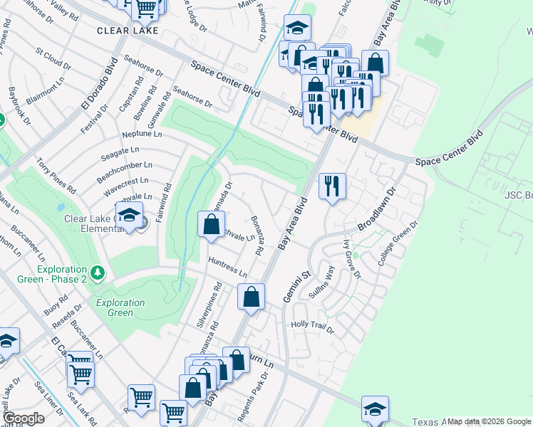 map of restaurants, bars, coffee shops, grocery stores, and more near 1931 Westlake Road in Houston