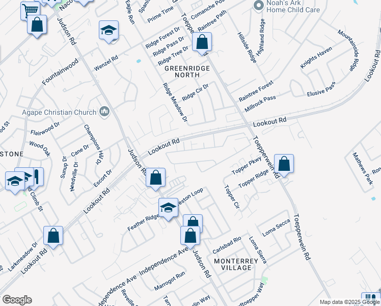 map of restaurants, bars, coffee shops, grocery stores, and more near 6402 Melanzane Avenue in San Antonio
