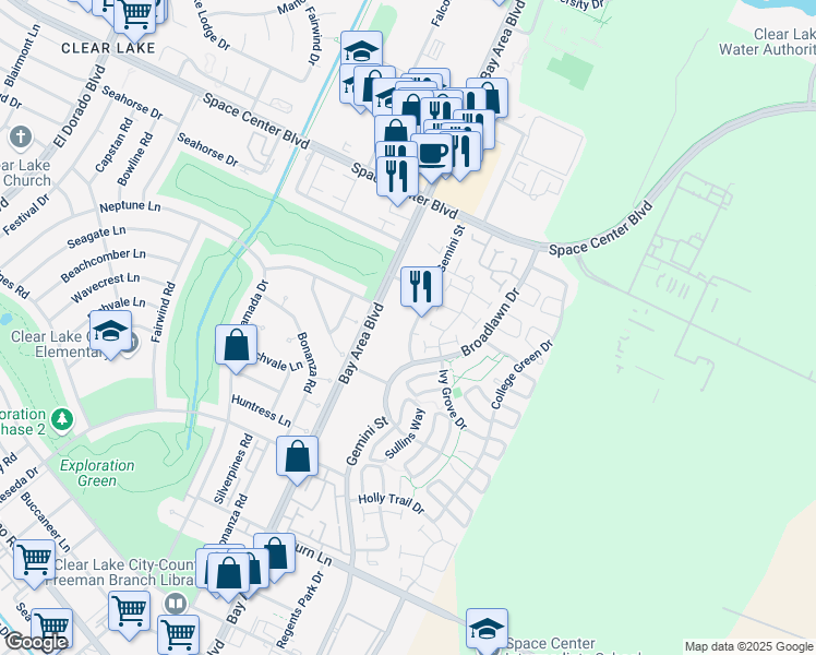 map of restaurants, bars, coffee shops, grocery stores, and more near 501 Gemini Street in Houston