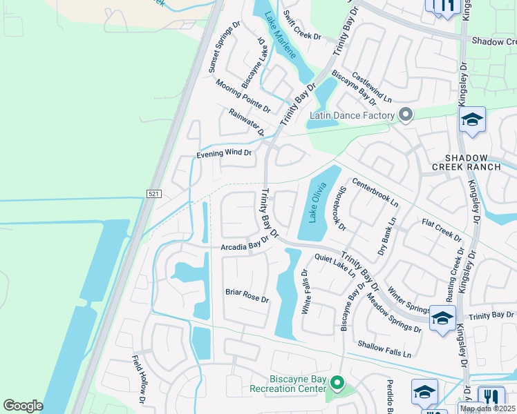 map of restaurants, bars, coffee shops, grocery stores, and more near 2409 Copper Sky Drive in Pearland