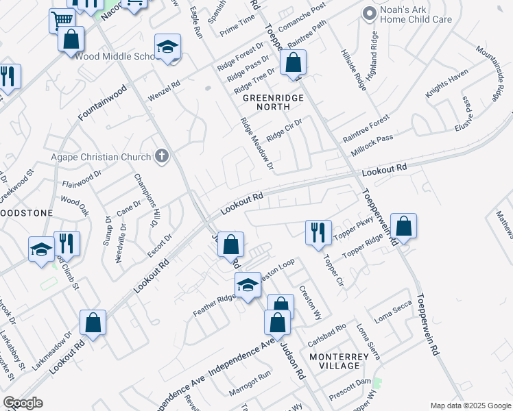 map of restaurants, bars, coffee shops, grocery stores, and more near 6315 Melanzane Avenue in San Antonio