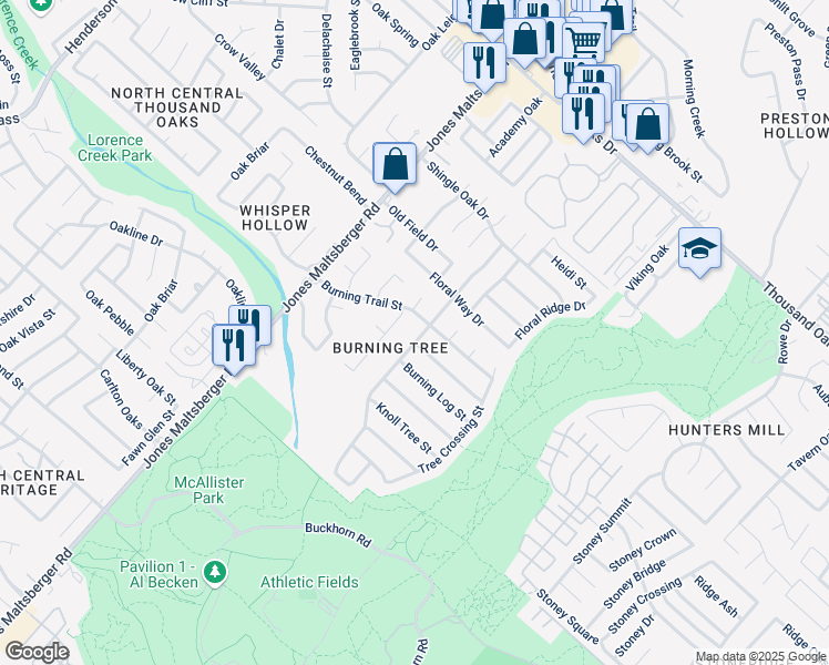 map of restaurants, bars, coffee shops, grocery stores, and more near 13951 Little Leaf Drive in San Antonio