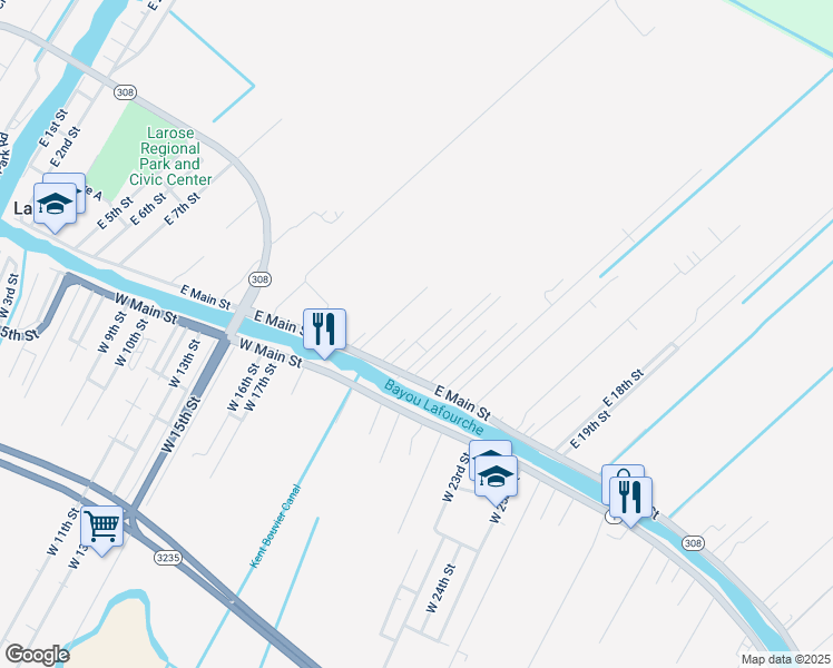map of restaurants, bars, coffee shops, grocery stores, and more near 141 East 12th Street in Larose