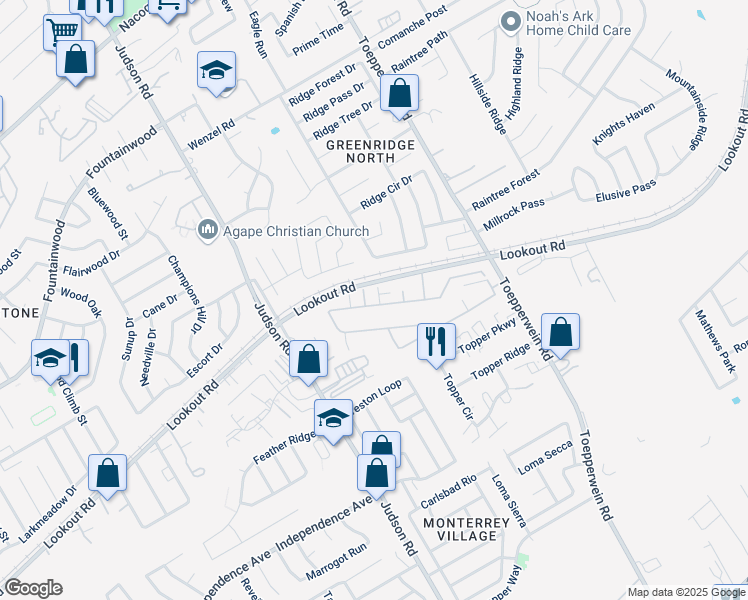 map of restaurants, bars, coffee shops, grocery stores, and more near 6402 Melanzane Avenue in San Antonio