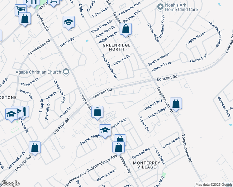 map of restaurants, bars, coffee shops, grocery stores, and more near 6402 Melanzane Avenue in San Antonio