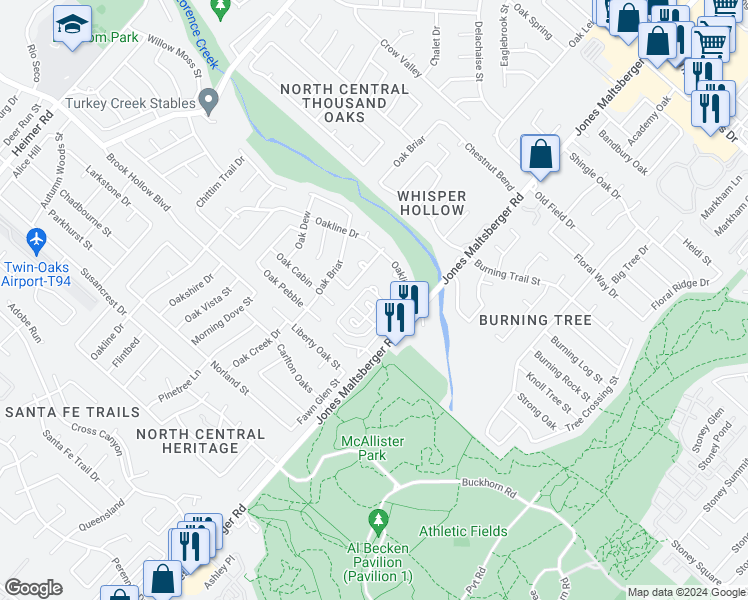 map of restaurants, bars, coffee shops, grocery stores, and more near 1922 Shadow Park Street in San Antonio