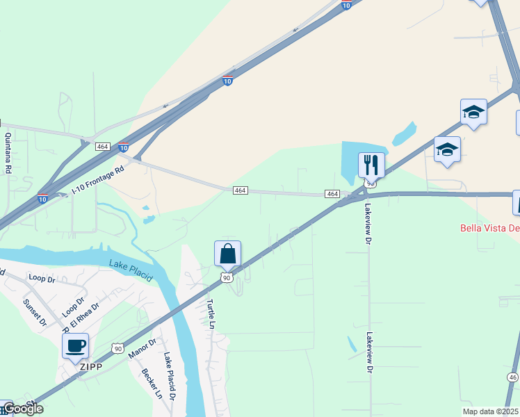 map of restaurants, bars, coffee shops, grocery stores, and more near 175 Country Gardens in Seguin