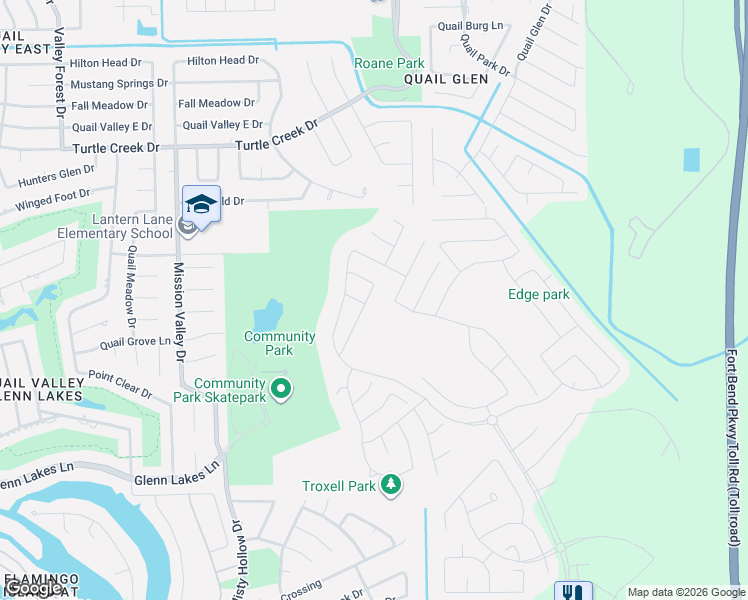 map of restaurants, bars, coffee shops, grocery stores, and more near in Missouri City