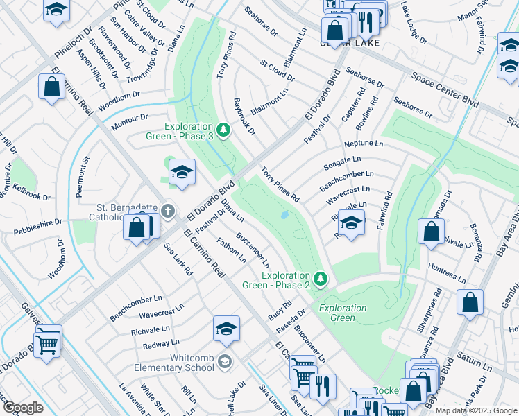 map of restaurants, bars, coffee shops, grocery stores, and more near in Houston