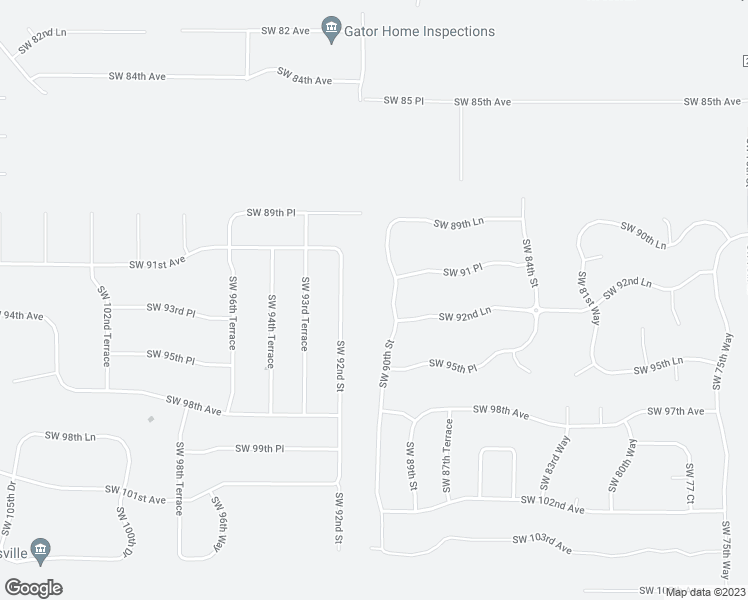 map of restaurants, bars, coffee shops, grocery stores, and more near 9264 Southwest 90th Street in Gainesville