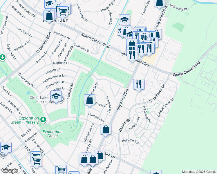 map of restaurants, bars, coffee shops, grocery stores, and more near 1938 Seakale Lane in Houston