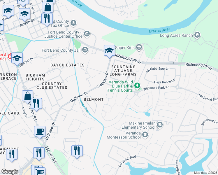 map of restaurants, bars, coffee shops, grocery stores, and more near 1915 Winston Store Loop in Richmond
