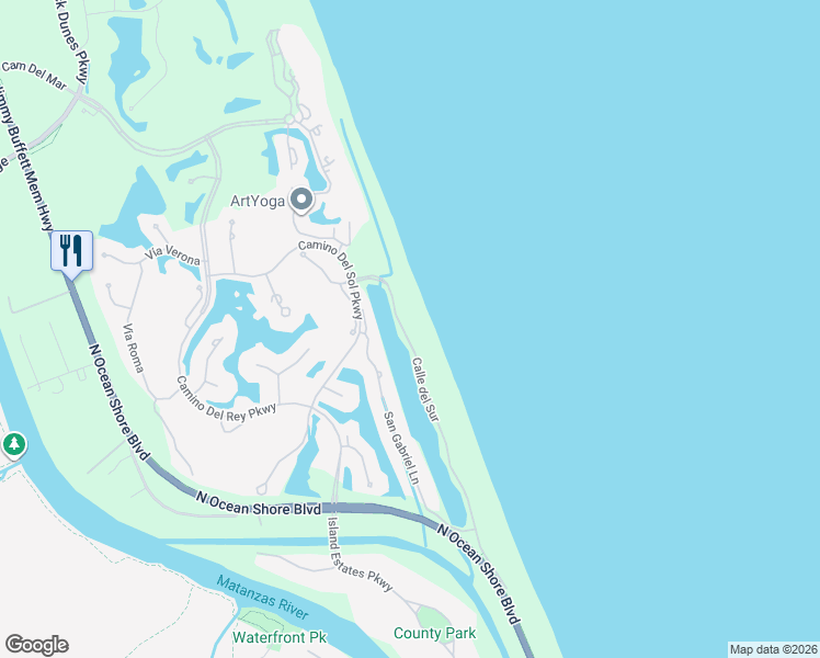 map of restaurants, bars, coffee shops, grocery stores, and more near 43 Calle del Sur in Palm Coast