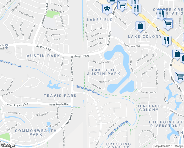map of restaurants, bars, coffee shops, grocery stores, and more near 4406 Nassau Drive in Sugar Land