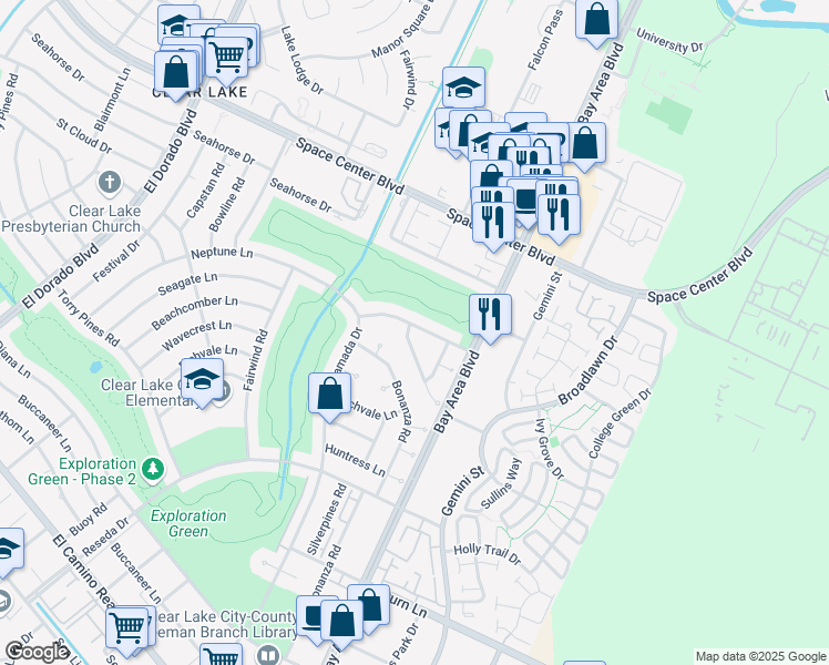 map of restaurants, bars, coffee shops, grocery stores, and more near 1938 Seakale Lane in Houston