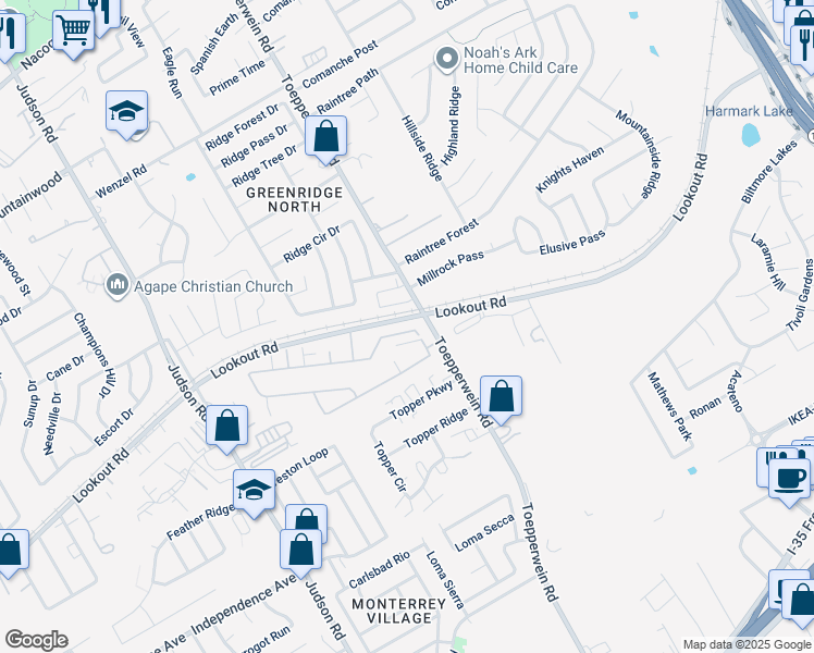 map of restaurants, bars, coffee shops, grocery stores, and more near 14106 Fratelli Road in San Antonio