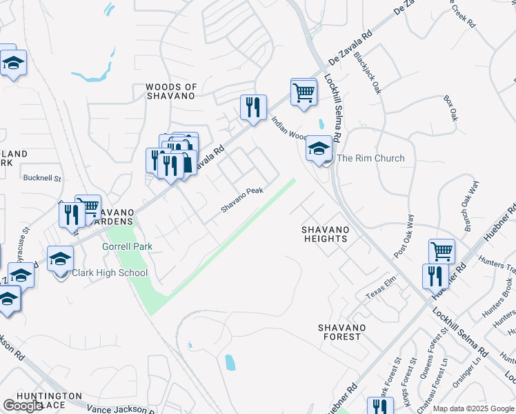 map of restaurants, bars, coffee shops, grocery stores, and more near 4503 Shavano Court in San Antonio