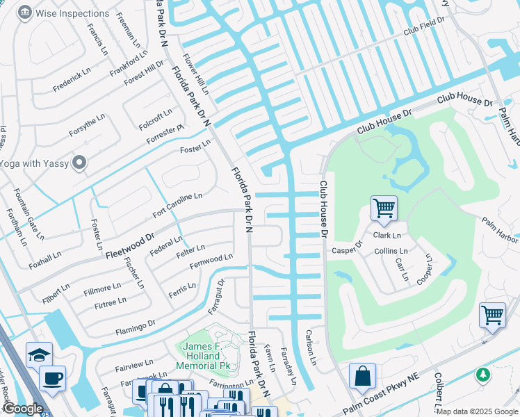 map of restaurants, bars, coffee shops, grocery stores, and more near 8 Ferguson Court in Palm Coast