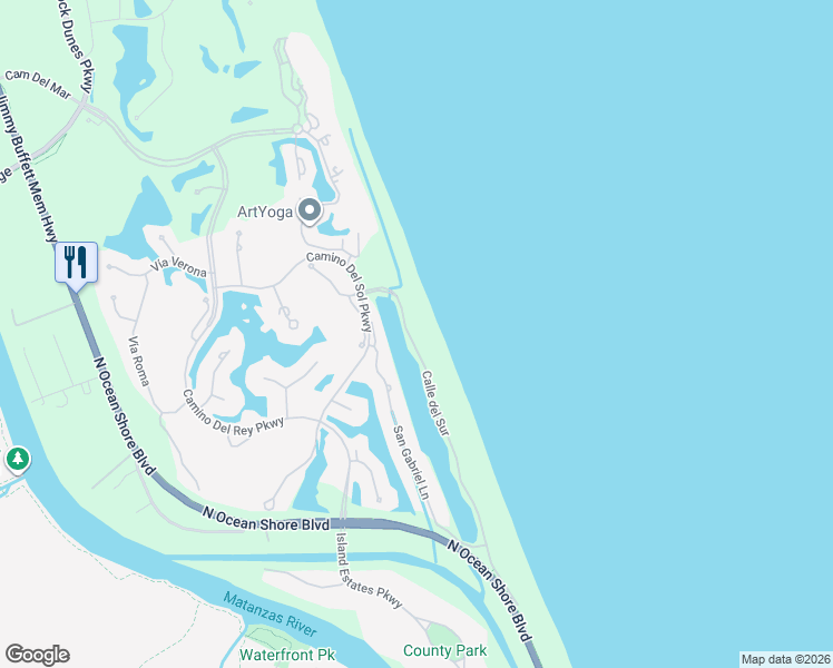 map of restaurants, bars, coffee shops, grocery stores, and more near 43 Calle del Sur in Palm Coast