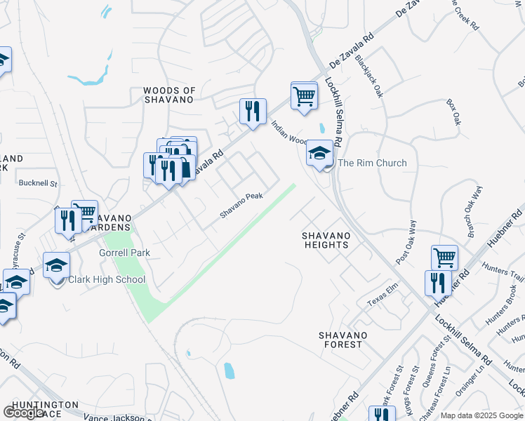 map of restaurants, bars, coffee shops, grocery stores, and more near 4503 Shavano Court in San Antonio