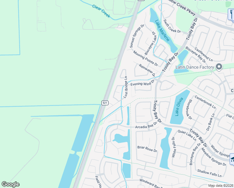 map of restaurants, bars, coffee shops, grocery stores, and more near 2316 Lost Bridge Lane in Pearland