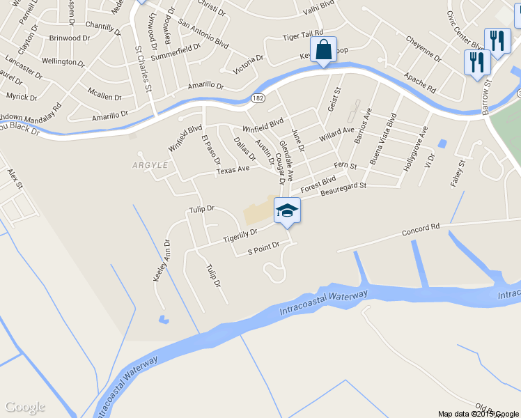 map of restaurants, bars, coffee shops, grocery stores, and more near 450 Cougar Drive in Houma