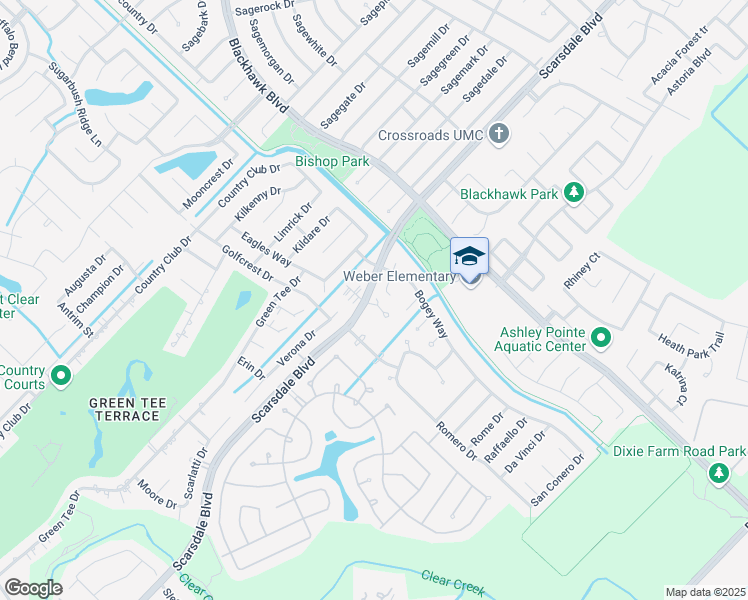 map of restaurants, bars, coffee shops, grocery stores, and more near 2121 Scarsdale Boulevard in Pearland