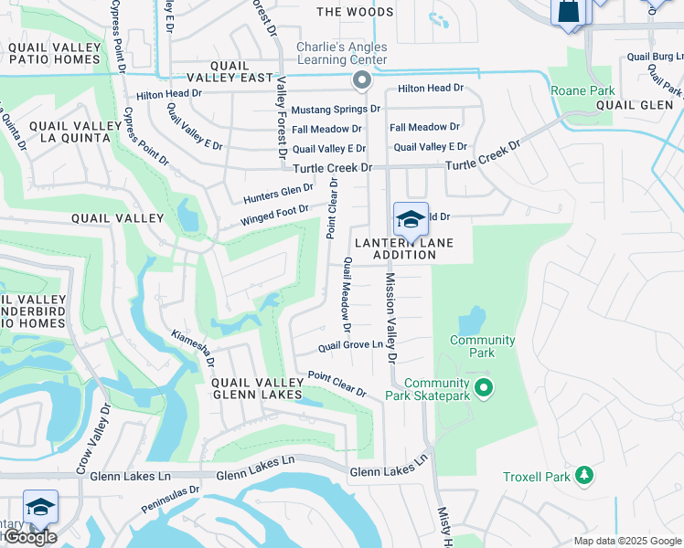 map of restaurants, bars, coffee shops, grocery stores, and more near 3506 Quail Meadow Drive in Missouri City