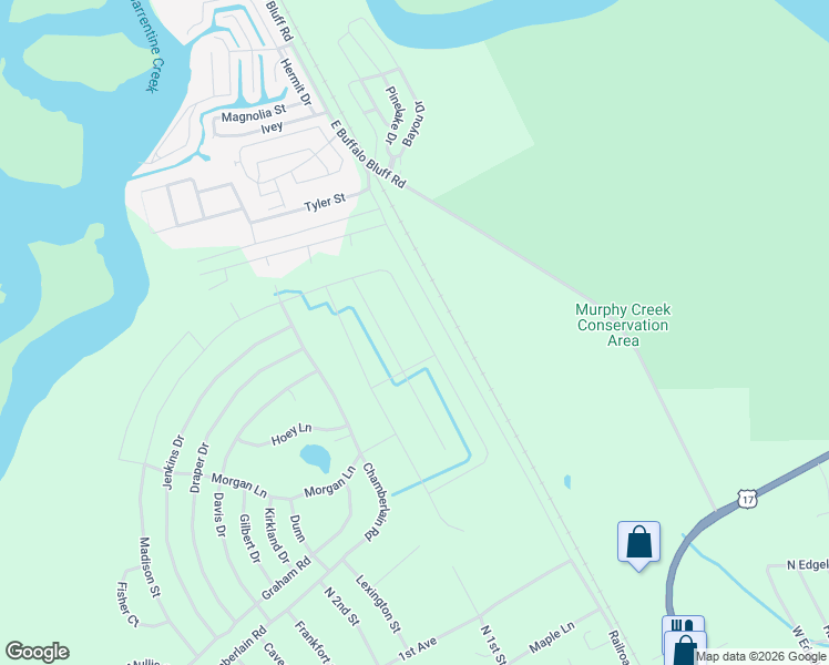 map of restaurants, bars, coffee shops, grocery stores, and more near 213 Hunter Street in Satsuma
