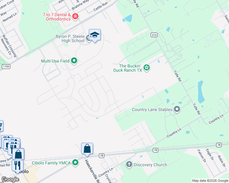 map of restaurants, bars, coffee shops, grocery stores, and more near in Cibolo