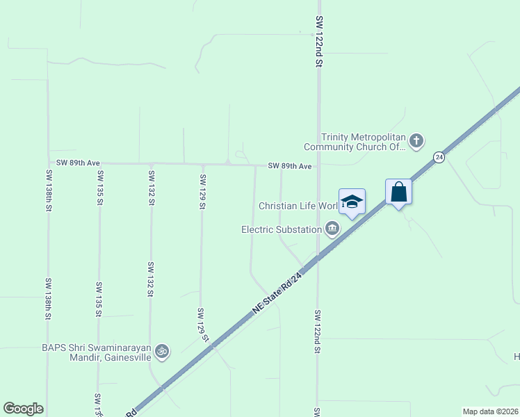 map of restaurants, bars, coffee shops, grocery stores, and more near 9106 Southwest 124 Street in Archer