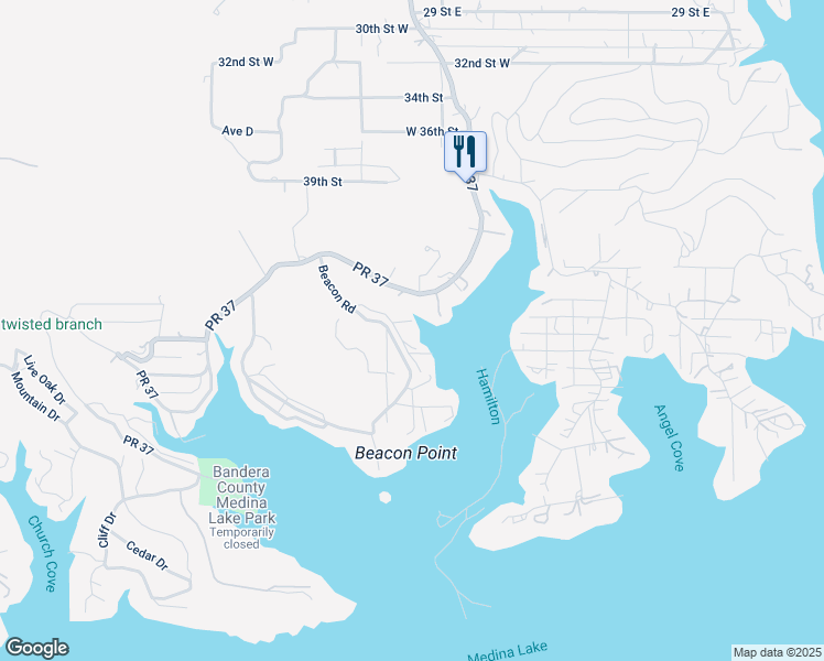 map of restaurants, bars, coffee shops, grocery stores, and more near 223 Lower Beacon Road in Lakehills