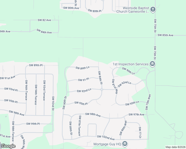 map of restaurants, bars, coffee shops, grocery stores, and more near 8545 Southwest 89th Lane in Gainesville