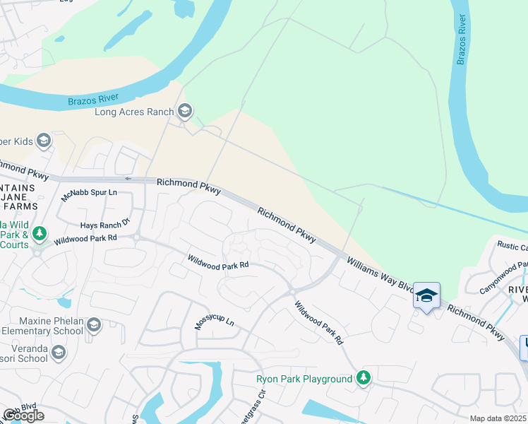 map of restaurants, bars, coffee shops, grocery stores, and more near Williams Way Boulevard in Richmond