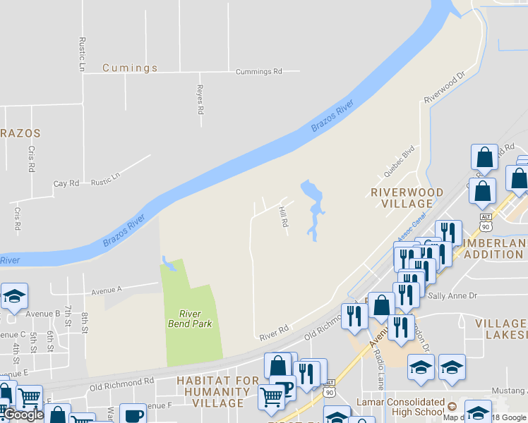 map of restaurants, bars, coffee shops, grocery stores, and more near 307 Hill Road in Richmond