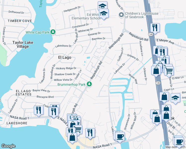 map of restaurants, bars, coffee shops, grocery stores, and more near 2816 Sand Dune Drive Private in Seabrook